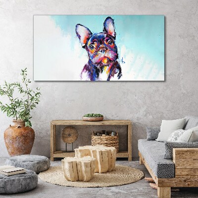 Tableau imprimé sur toile Portrait coloré d'un bouledogue français