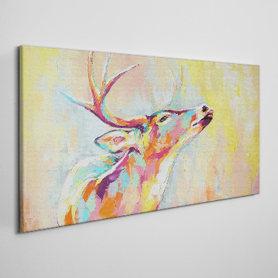 Tableau sur toile Un cerf coloré dans un décor pastel