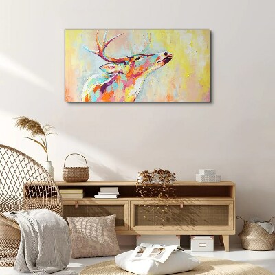 Tableau sur toile Un cerf coloré dans un décor pastel