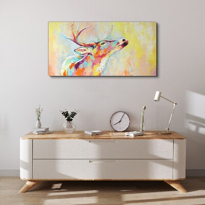 Tableau sur toile Un cerf coloré dans un décor pastel