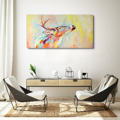 Tableau sur toile Un cerf coloré dans un décor pastel