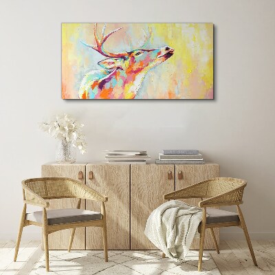 Tableau sur toile Un cerf coloré dans un décor pastel