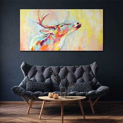 Tableau sur toile Un cerf coloré dans un décor pastel