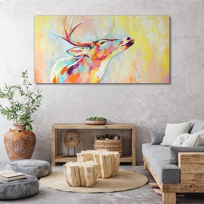 Tableau sur toile Un cerf coloré dans un décor pastel