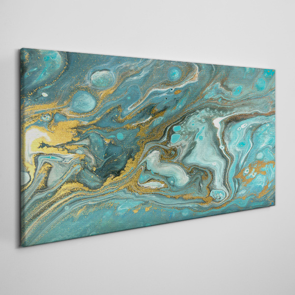 Tableau imprimé sur toile Vague de mer avec des accents dorés
