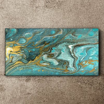 Tableau imprimé sur toile Vague de mer avec des accents dorés