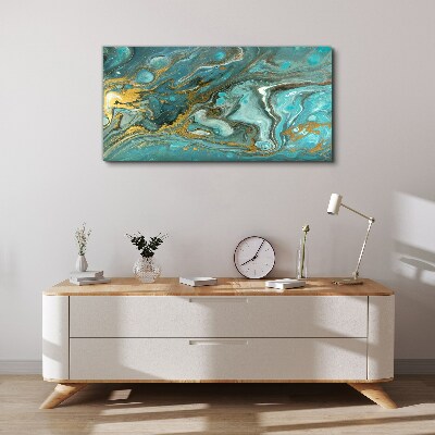 Tableau imprimé sur toile Vague de mer avec des accents dorés