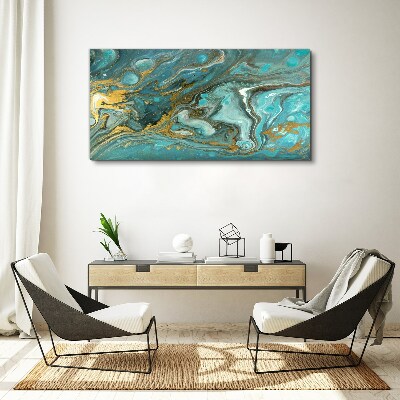 Tableau imprimé sur toile Vague de mer avec des accents dorés