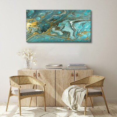 Tableau imprimé sur toile Vague de mer avec des accents dorés