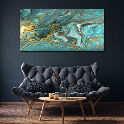 Tableau imprimé sur toile Vague de mer avec des accents dorés