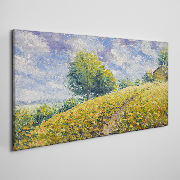 Tableau imprimé sur toile Paysage de champ d'été