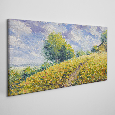 Tableau imprimé sur toile Paysage de champ d'été