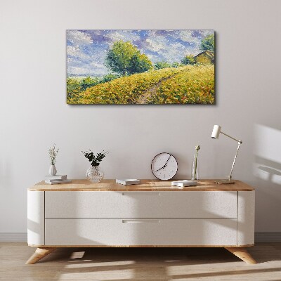 Tableau imprimé sur toile Paysage de champ d'été
