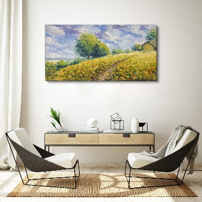Tableau imprimé sur toile Paysage de champ d'été