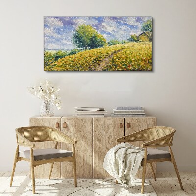 Tableau imprimé sur toile Paysage de champ d'été