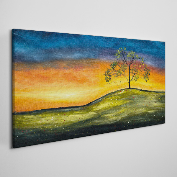 Tableau sur toile L'heure dorée au-dessus de la colline