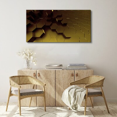 Tableau toile imprimée hexagones dorés