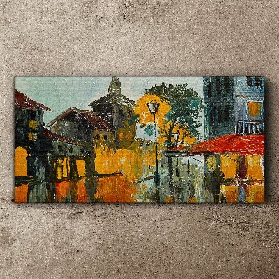 Tableau imprimé sur toile Le reflet doré du paysage urbain