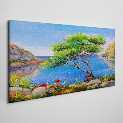 Tableau sur toile Un paysage paisible au bord de l'eau