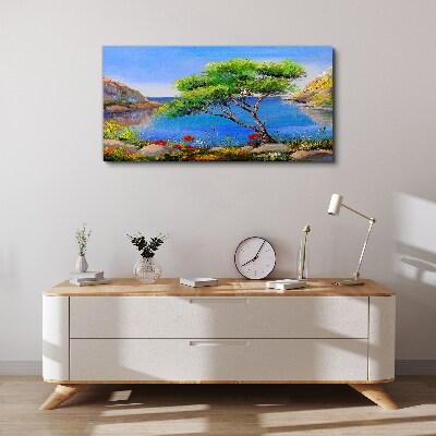 Tableau sur toile Un paysage paisible au bord de l'eau
