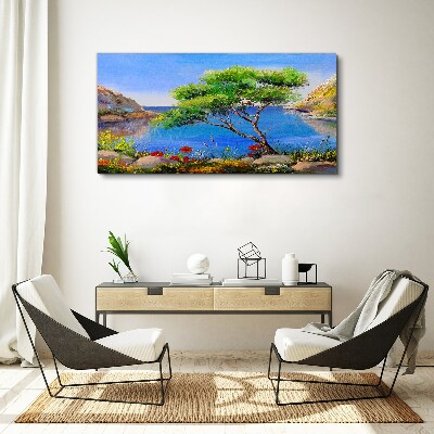 Tableau sur toile Un paysage paisible au bord de l'eau