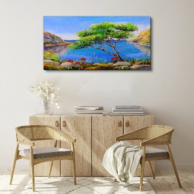 Tableau sur toile Un paysage paisible au bord de l'eau