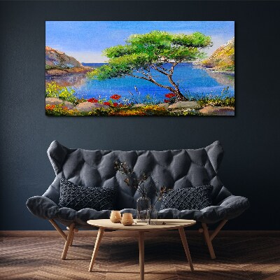 Tableau sur toile Un paysage paisible au bord de l'eau