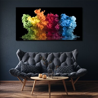 Tableau toile imprimée Nuages colorés de peinture sur fond noir