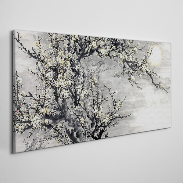 Tableau toile imprimée Une branche fleurie aux tons monochromes