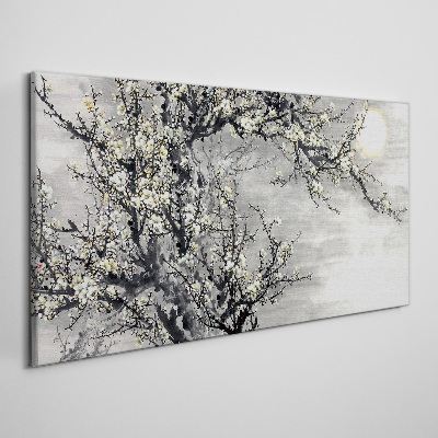 Tableau toile imprimée Une branche fleurie aux tons monochromes