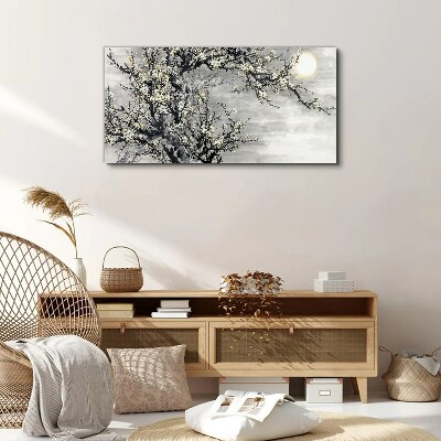 Tableau toile imprimée Une branche fleurie aux tons monochromes