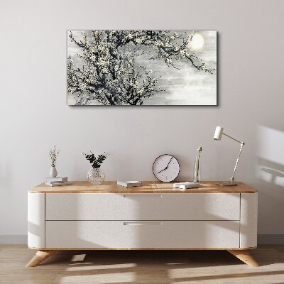 Tableau toile imprimée Une branche fleurie aux tons monochromes