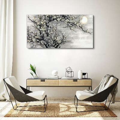 Tableau toile imprimée Une branche fleurie aux tons monochromes