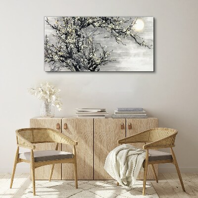 Tableau toile imprimée Une branche fleurie aux tons monochromes