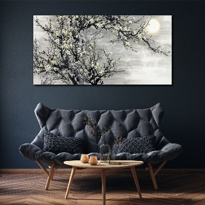 Tableau toile imprimée Une branche fleurie aux tons monochromes