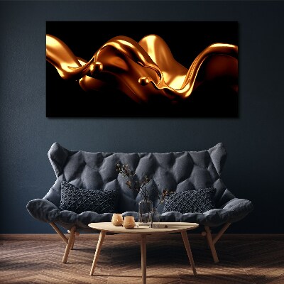Tableau sur toile Vagues dorées sur fond noir