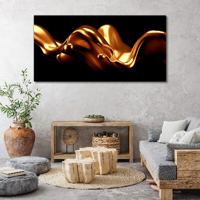 Tableau sur toile Vagues dorées sur fond noir