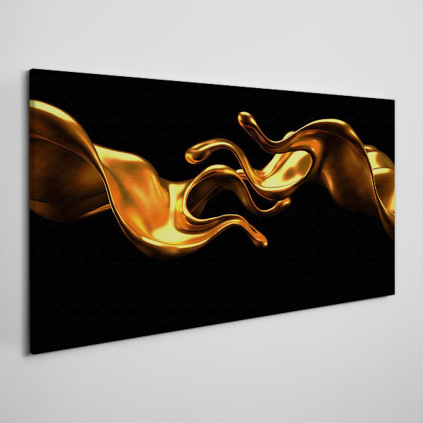 Tableau imprimé sur toile Vagues dorées sur fond noir