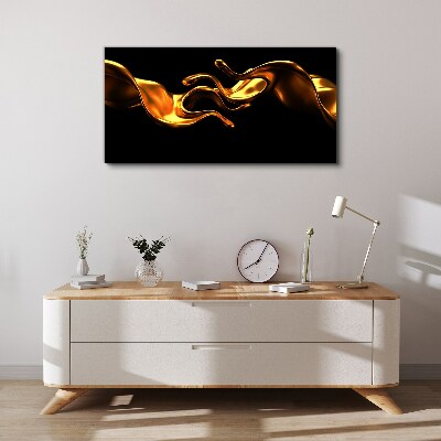 Tableau imprimé sur toile Vagues dorées sur fond noir