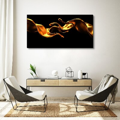 Tableau imprimé sur toile Vagues dorées sur fond noir