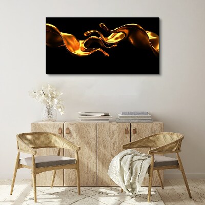 Tableau imprimé sur toile Vagues dorées sur fond noir