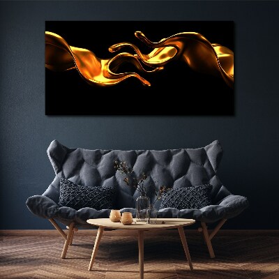 Tableau imprimé sur toile Vagues dorées sur fond noir