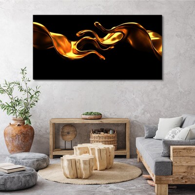Tableau imprimé sur toile Vagues dorées sur fond noir