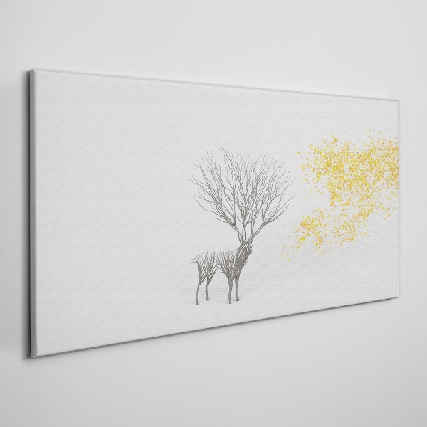 Tableau imprimé sur toile Arbre et cerf dans le vent