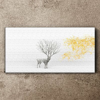 Tableau imprimé sur toile Arbre et cerf dans le vent