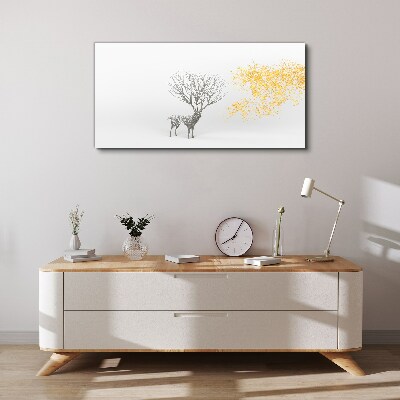 Tableau imprimé sur toile Arbre et cerf dans le vent