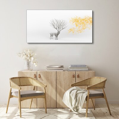 Tableau imprimé sur toile Arbre et cerf dans le vent