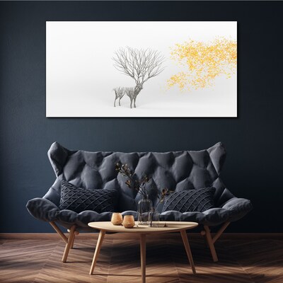 Tableau imprimé sur toile Arbre et cerf dans le vent
