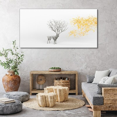Tableau imprimé sur toile Arbre et cerf dans le vent