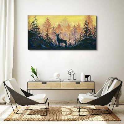 Tableau toile imprimée Matinée dorée dans la forêt